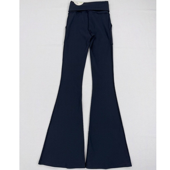 Aerie Offline Womens Fold Over Ribbed Flare Legging Small Black - Picture 8 of 16